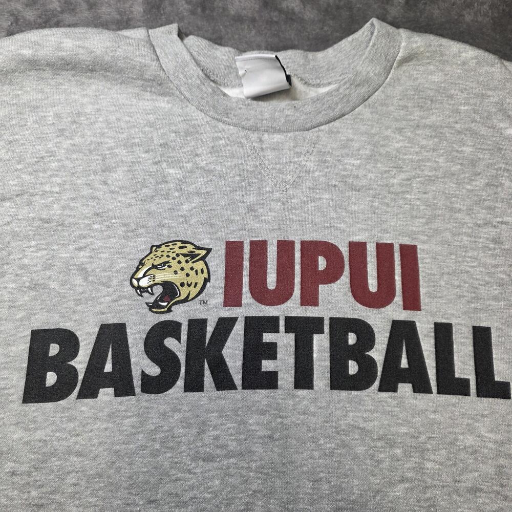 Vintage IUPUI Jaguars Sweatshirt Mens Large Gray NCAA Basketball Nike Crewneck